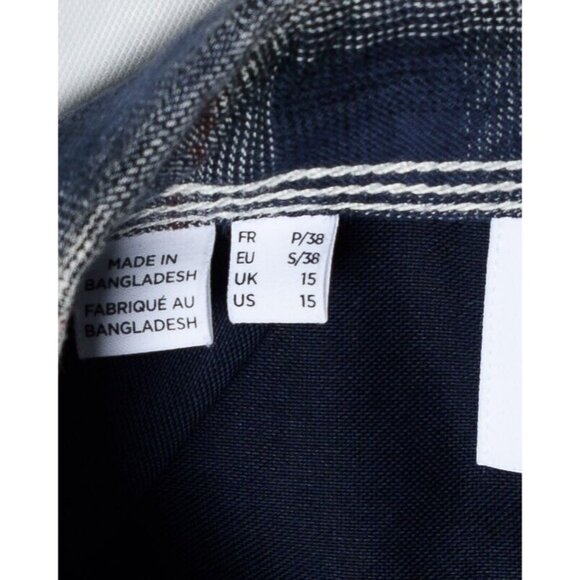 Selected Homme Men's 15 Small Slim Fit Button Dress Shirt Yellow Blue Plaid - Picture 7 of 7